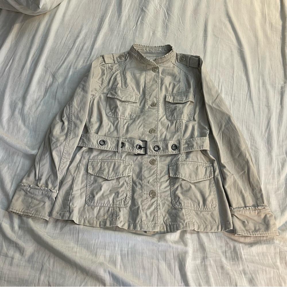 CONVERSE One Star Army Green Utility Jacket Sz. Med Beige Cream color